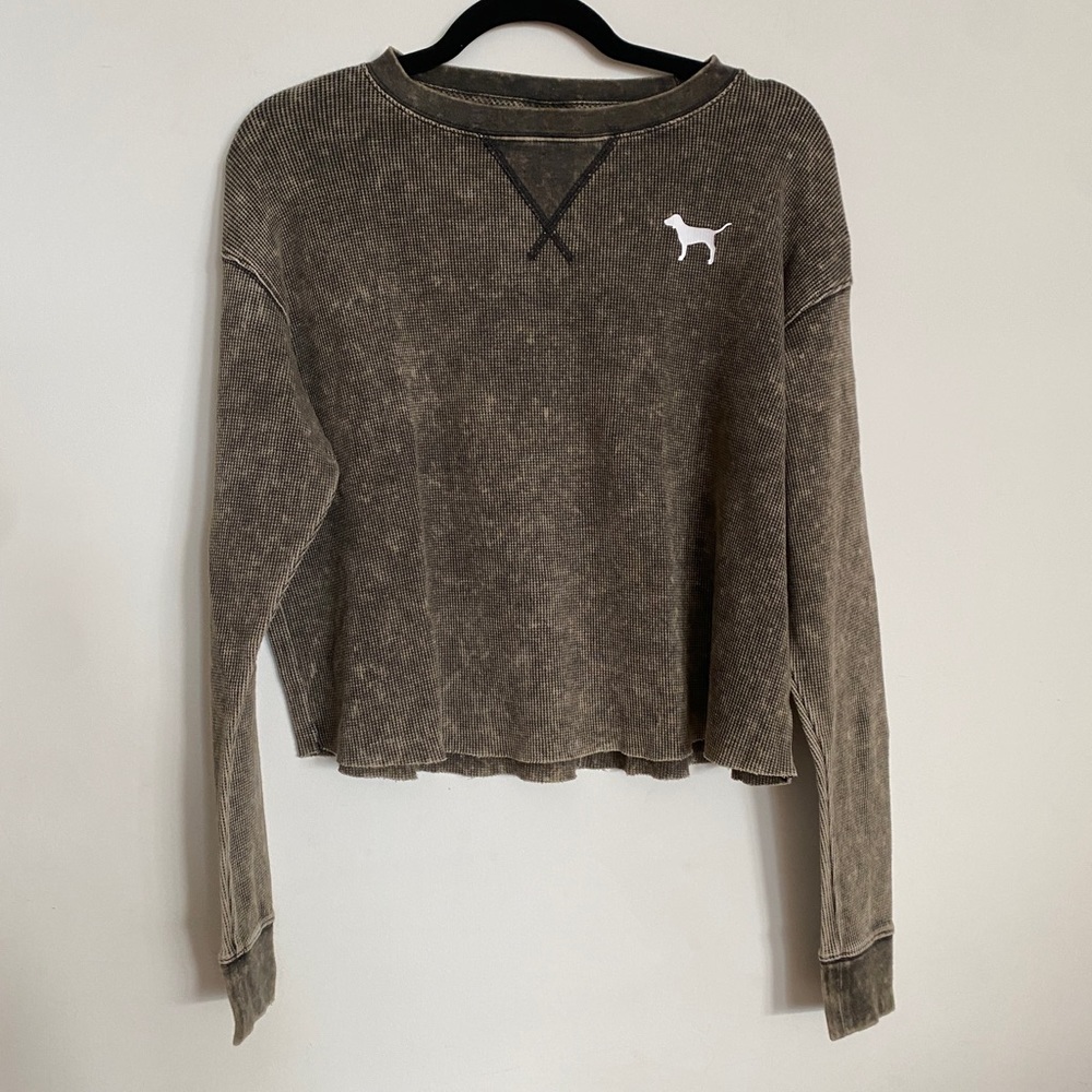 PINK waffle long sleeve shirt